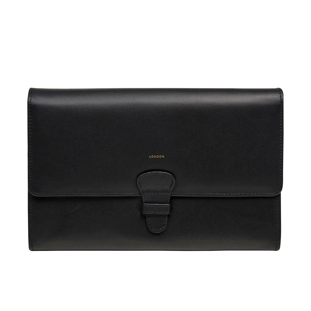 Black Leather Travel Bag, Wallet