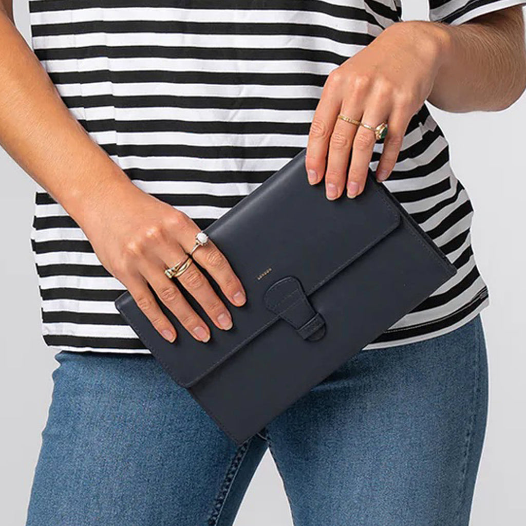 Navy Leather Travel Bag, Travel Wallet