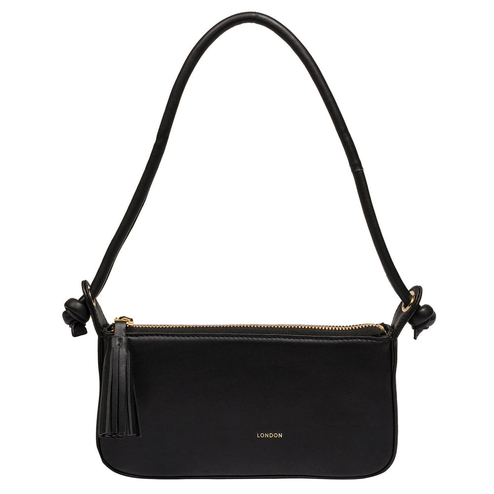 Small Black Leather Shoulder Bag, Handbag