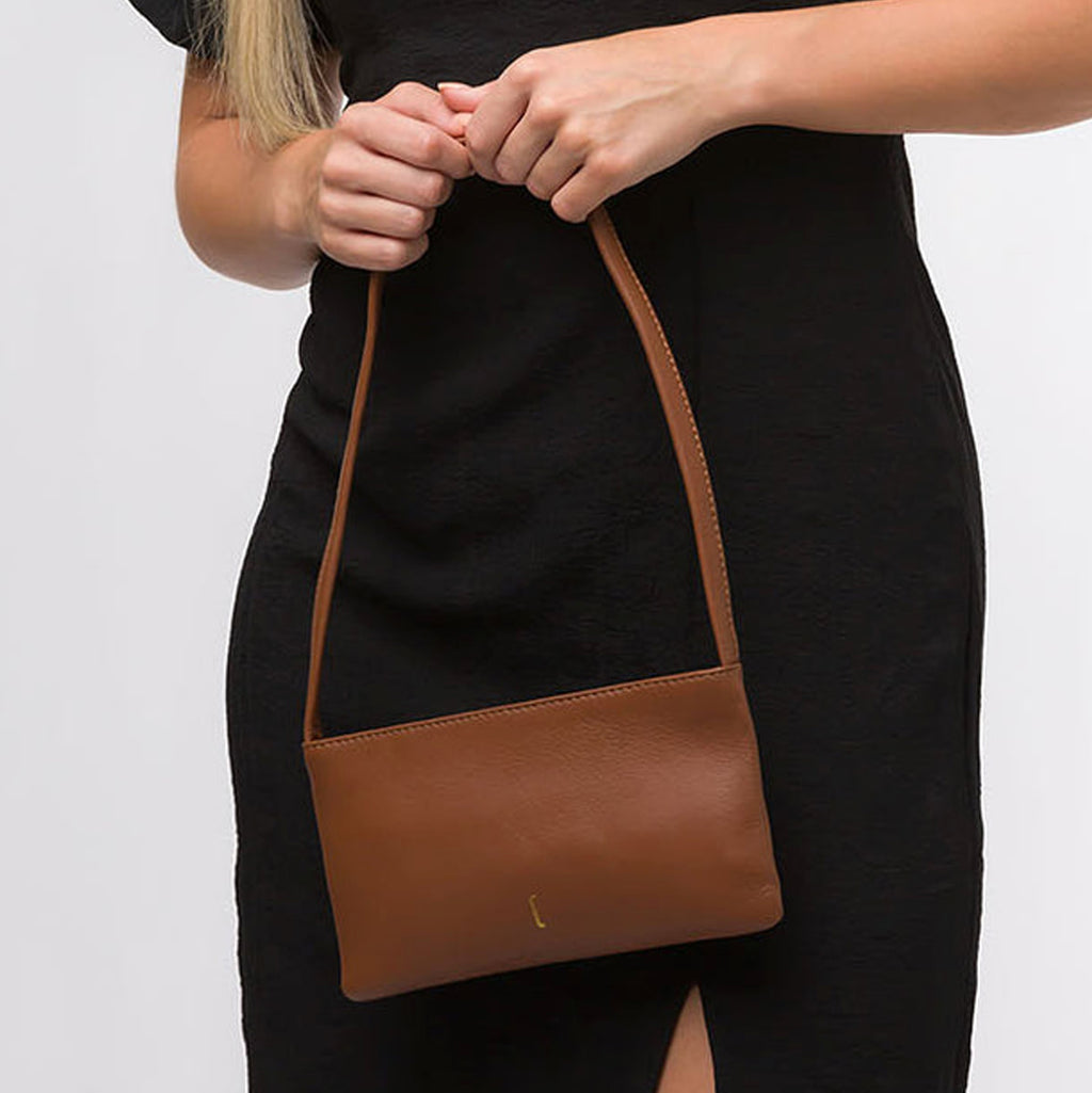 Small Tan Leather Shoulder Bag, Handbag