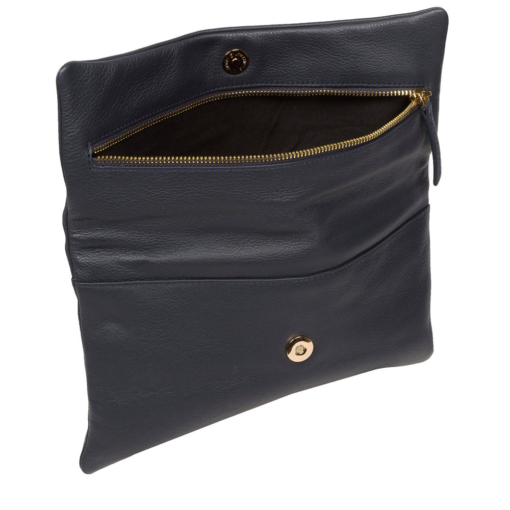 Large Navy Leather Clutch Bag