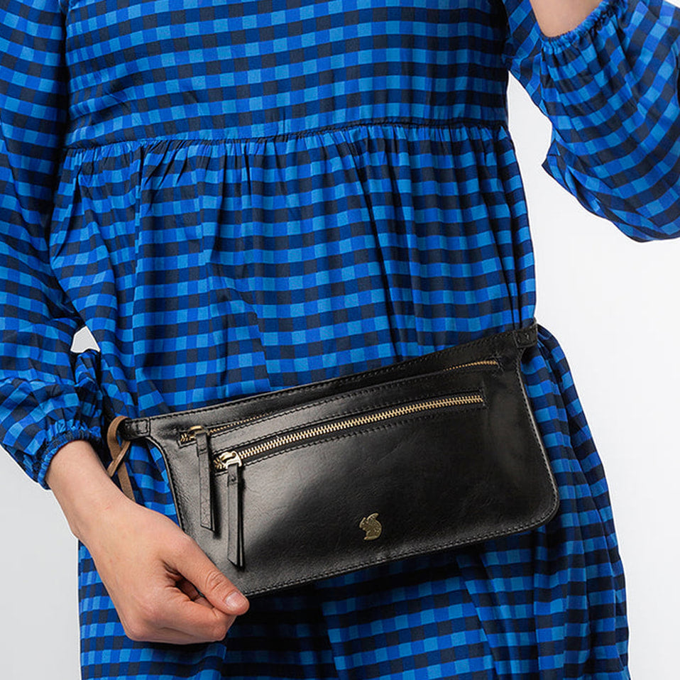 Black Leather Bum Bag
