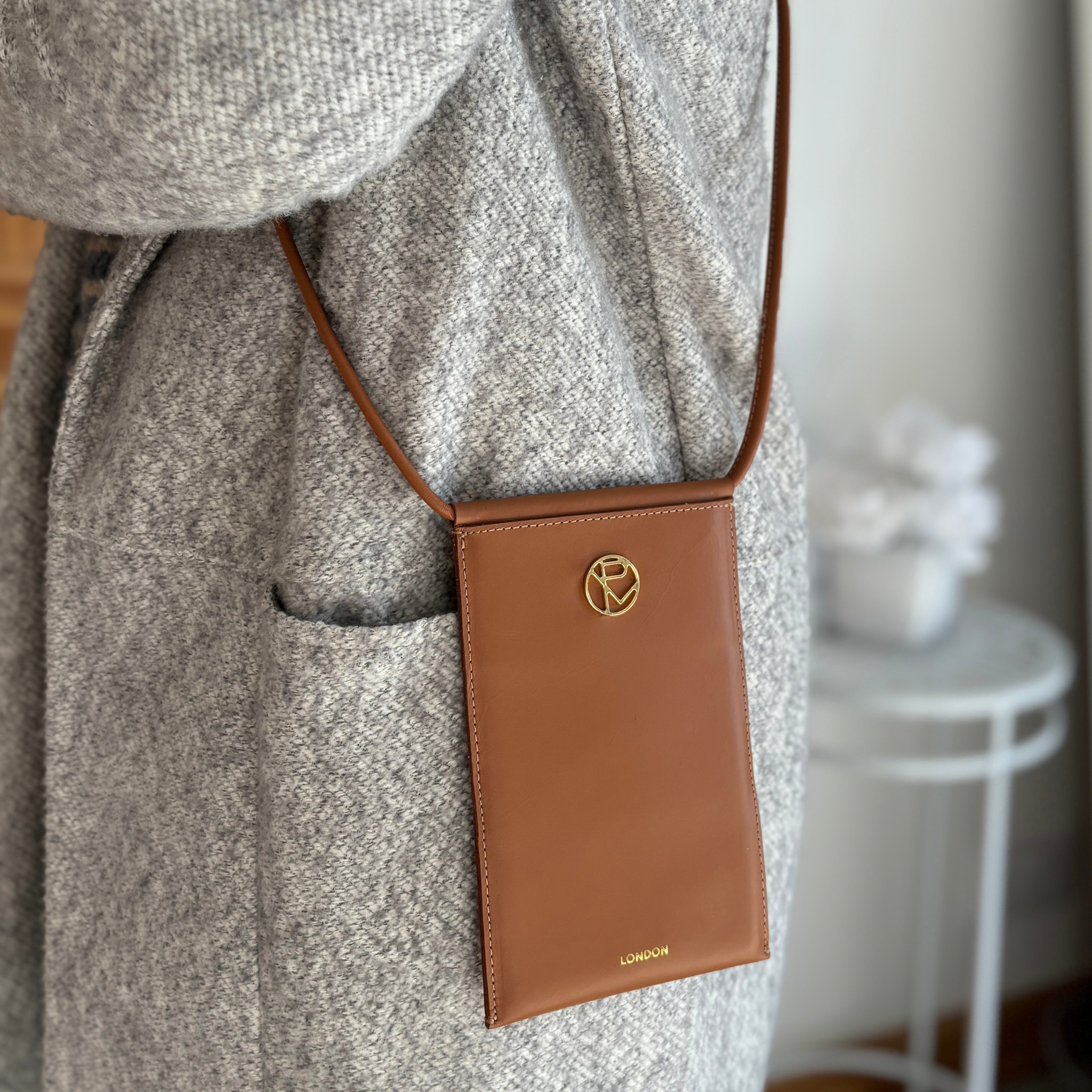Small Tan Leather Travel Bag, Purse