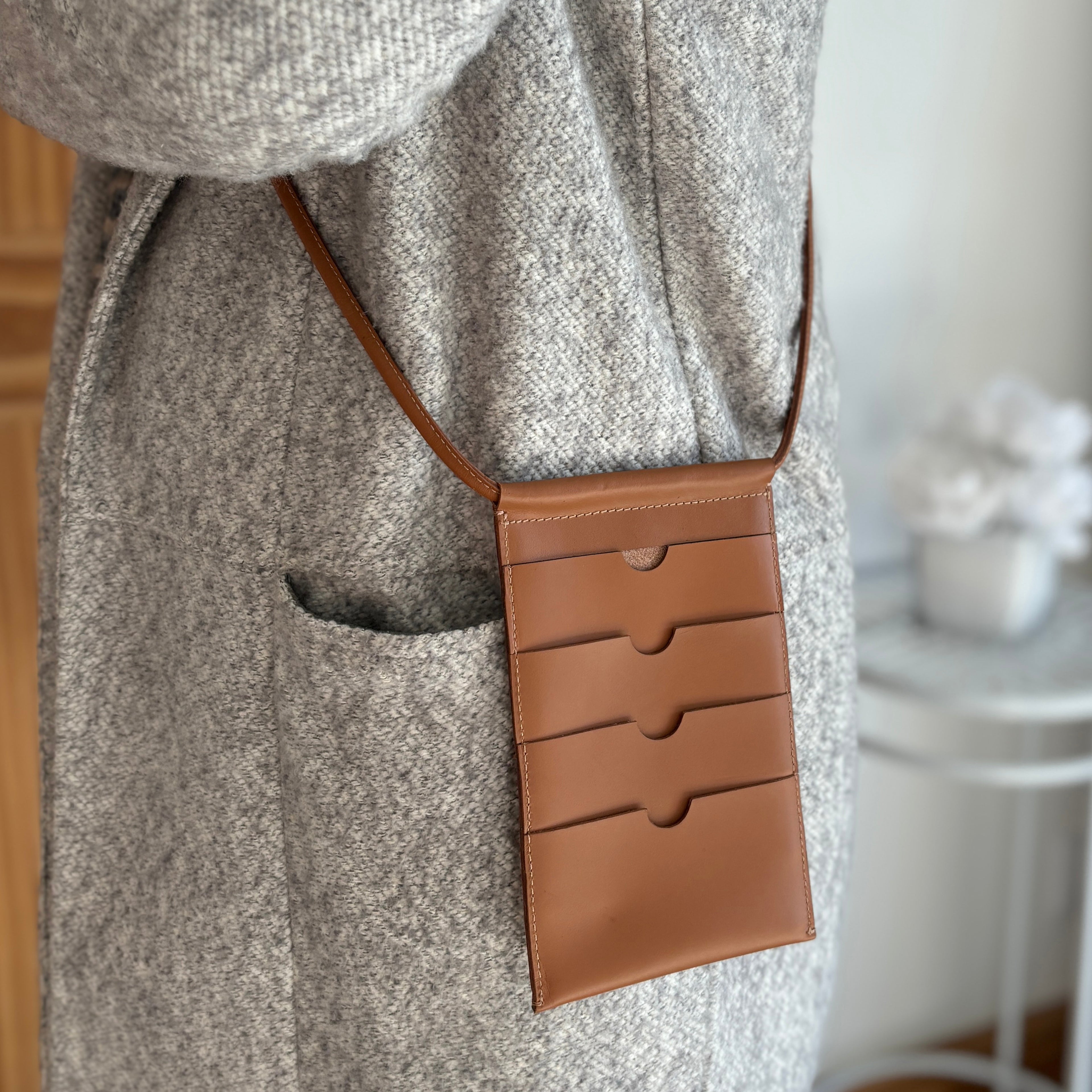 Small Tan Leather Travel Bag, Purse