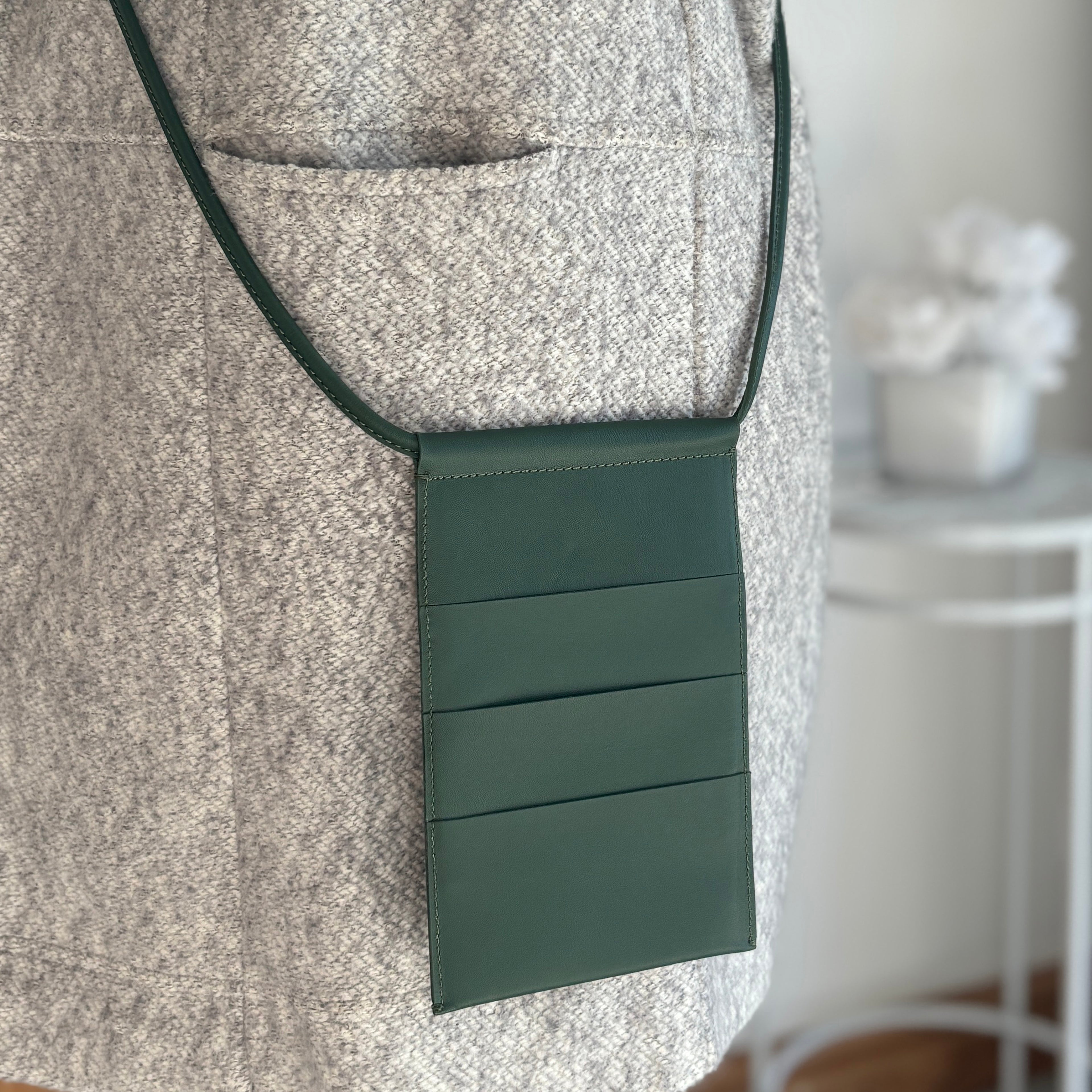 Small Green Leather Travel Bag, Purse