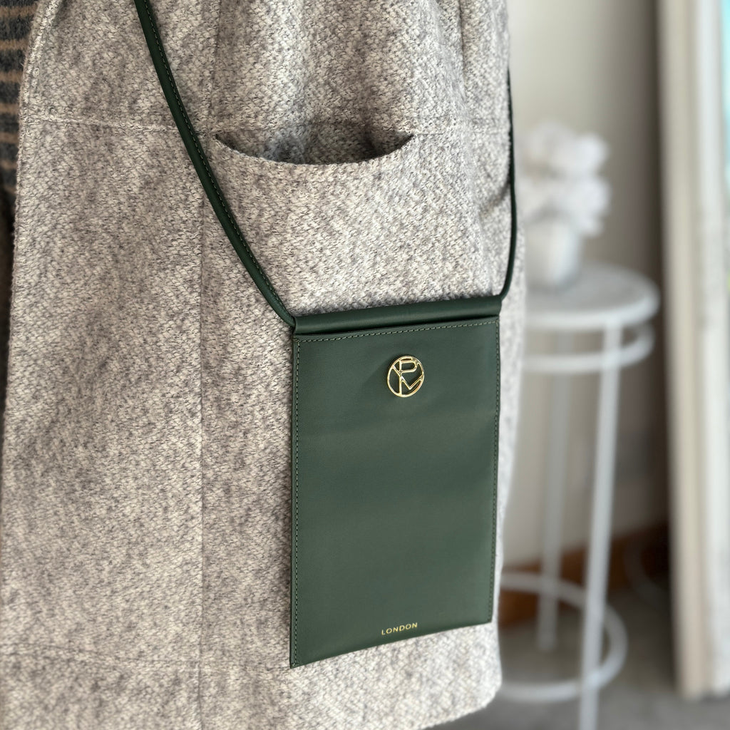 Small Green Leather Travel Bag, Purse