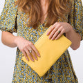 Yellow Leather Clutch Bag