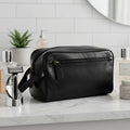 Rowallan Black Buffalo Leather Wash Bag, Toiletry Bag