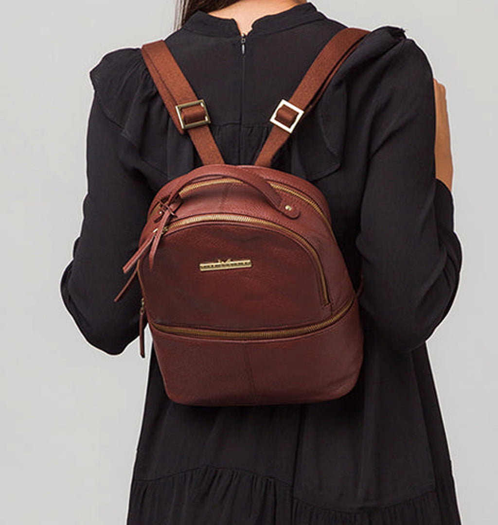 Small Brown Leather Backpack