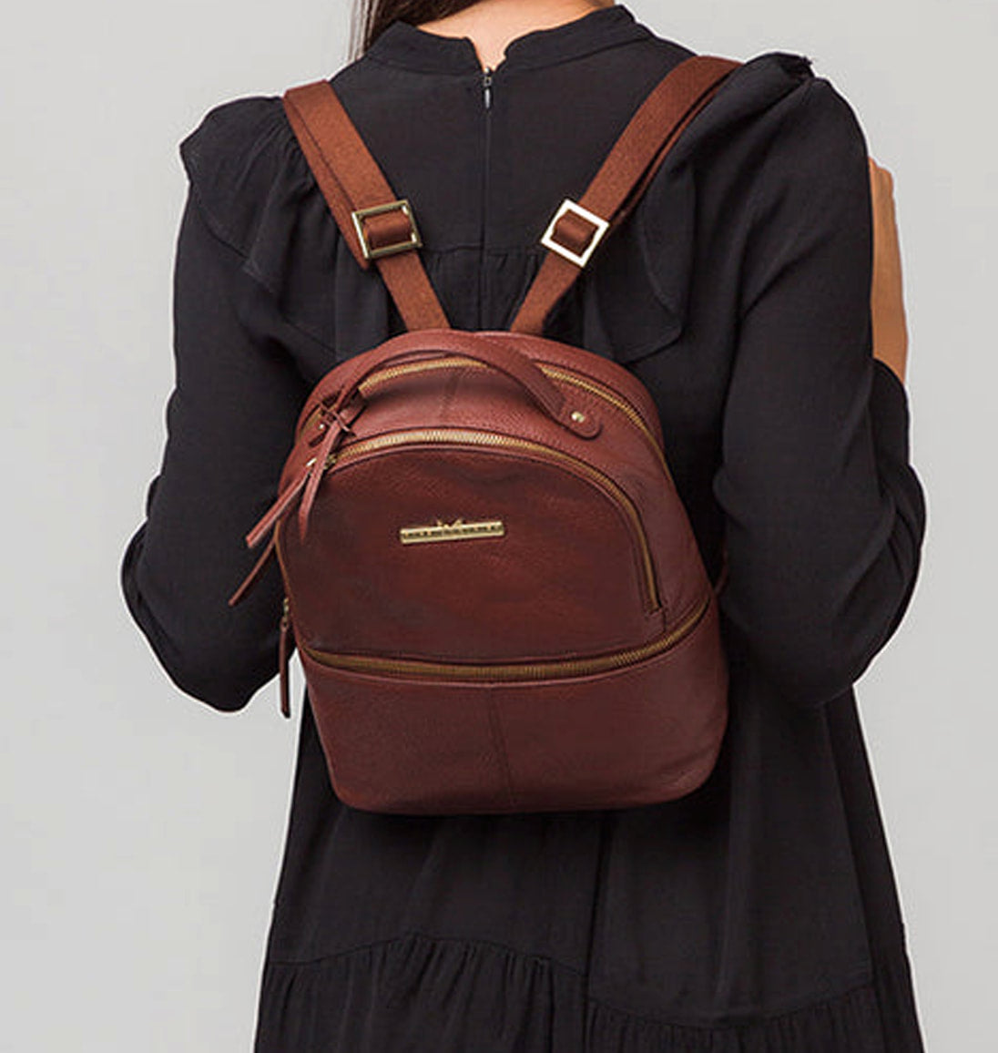 Small Brown Leather Backpack