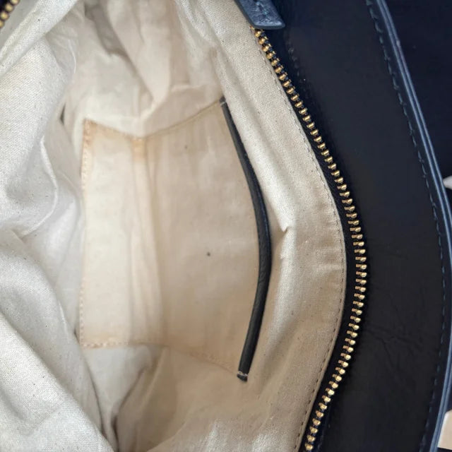 Navy Blue Leather Handbag, Shoulder Bag