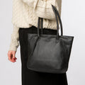 Large Black Leather Handbag, Shoulder Bag , Shopper