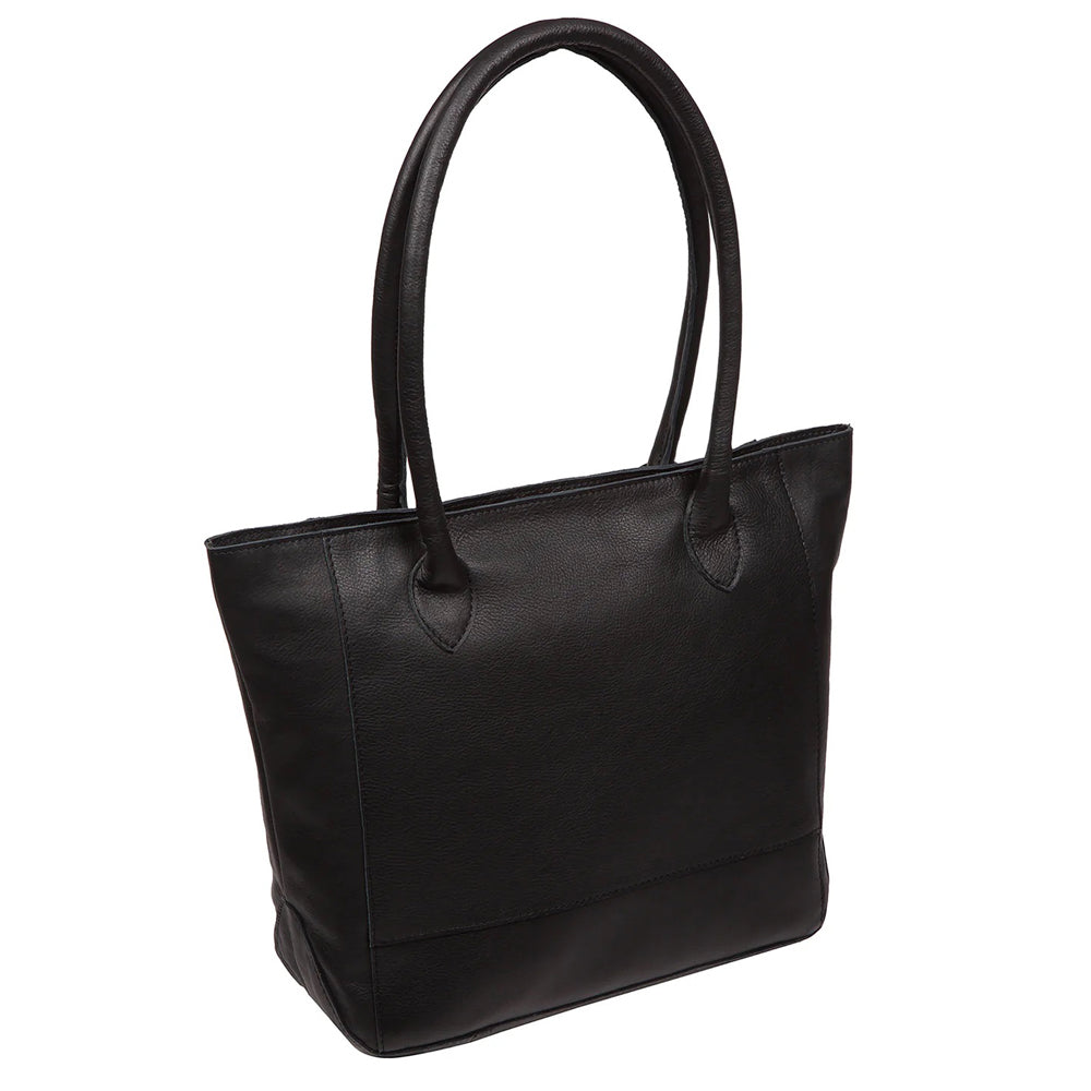 Large Black Leather Handbag, Shoulder Bag , Shopper