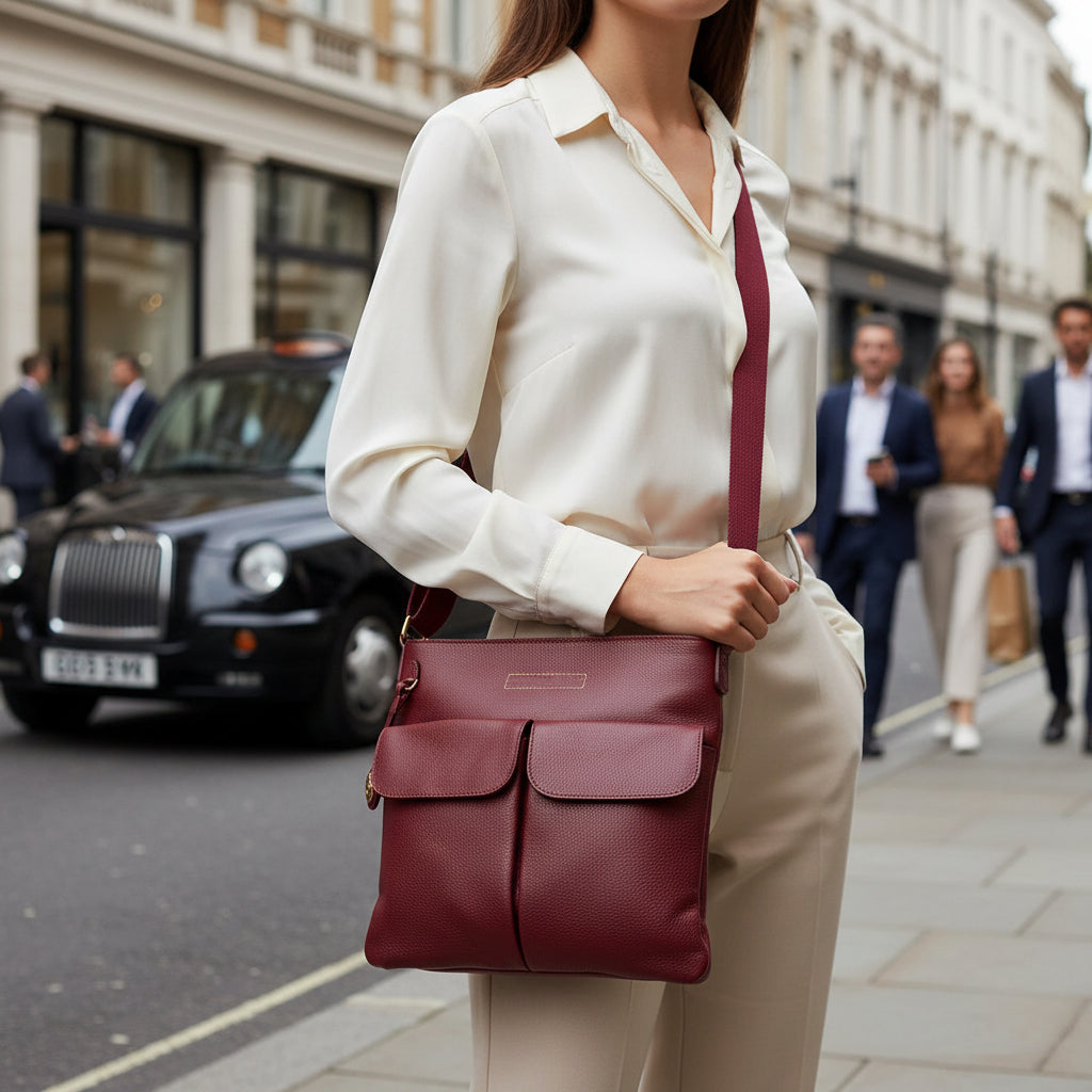 Large Burgundy Leather Crossbody & Shoulder Bag