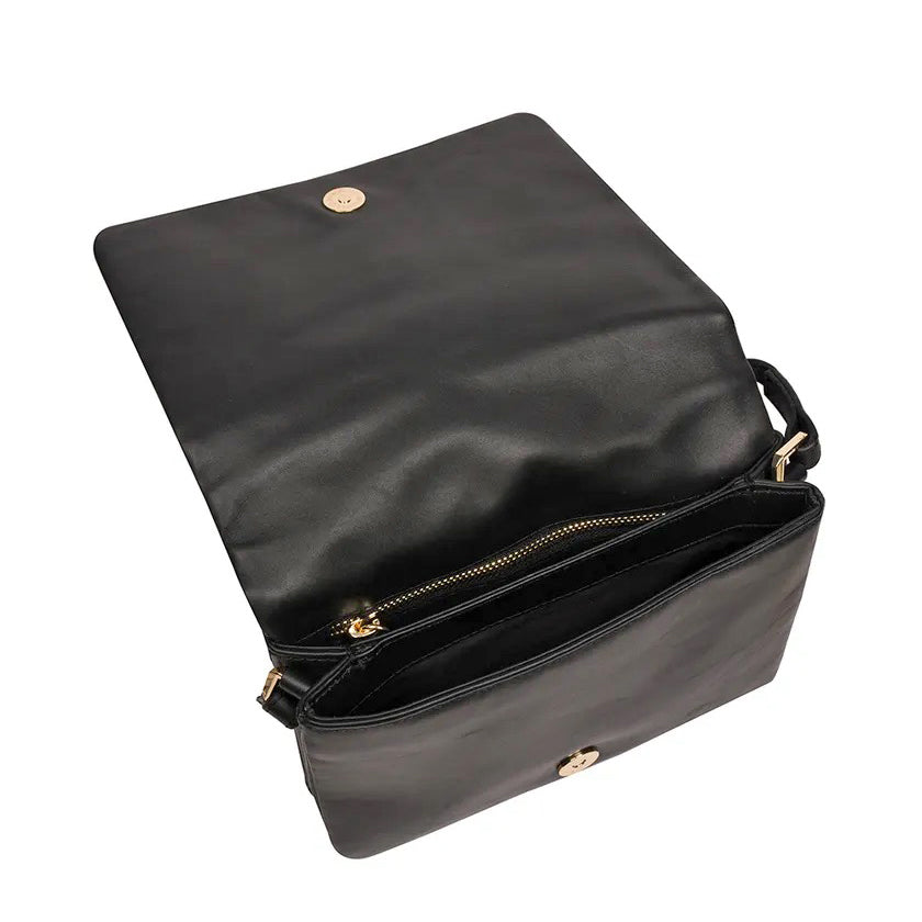Black Leather Cross Body Bag, Organiser, Shoulder Bag