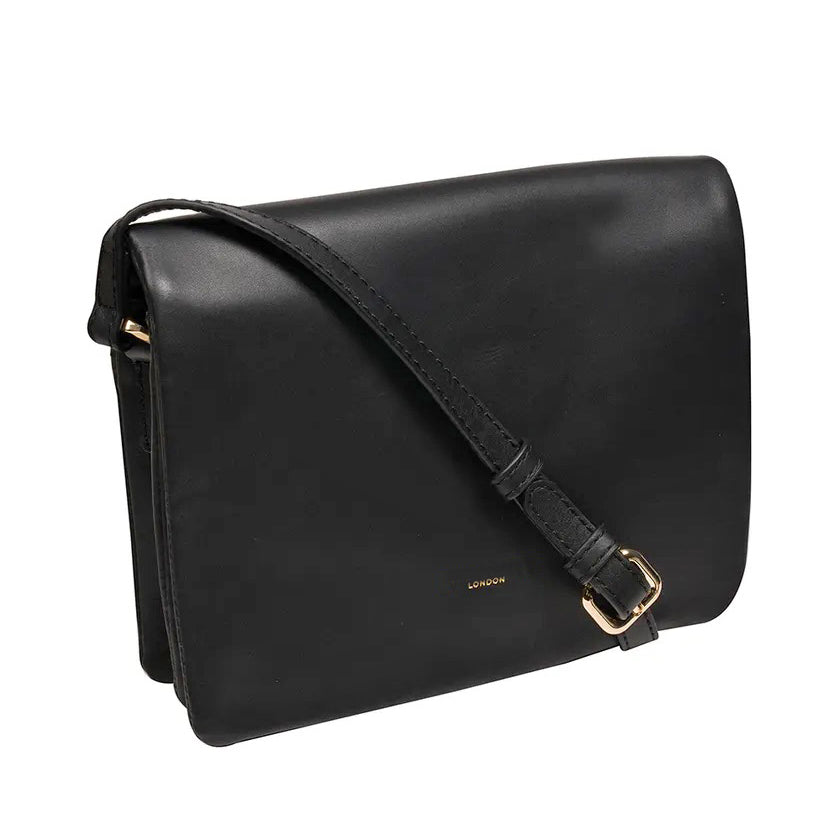 Black Leather Cross Body Bag, Organiser, Shoulder Bag