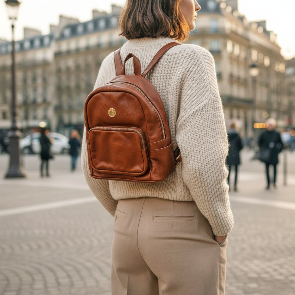 Tan Leather Backpack