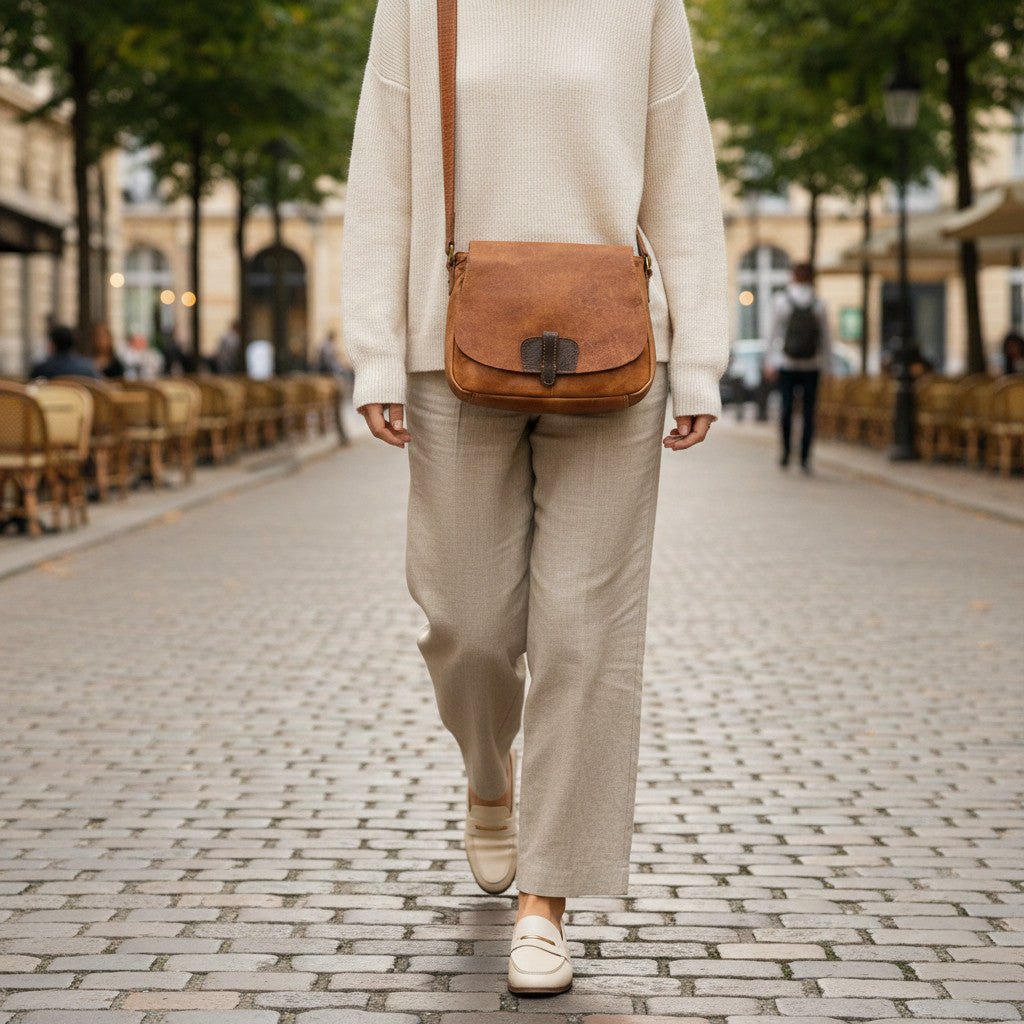 Rowallan Tan Leather Cross Body Handbag, Shoulder Bag