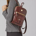 Women's Burgundy Leather Backpack