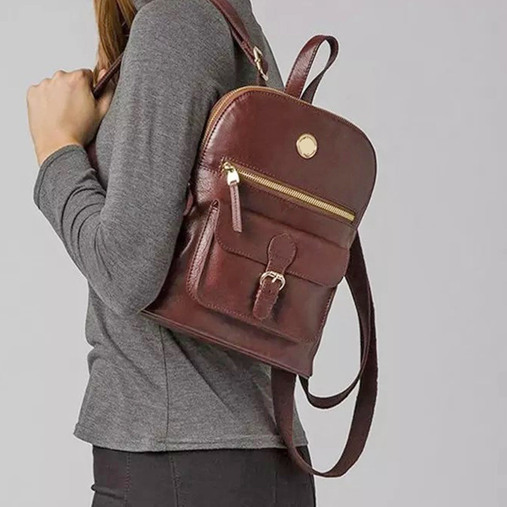 Women's Burgundy Leather Backpack