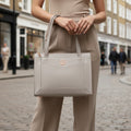 Grey Leather Shoulder Bag