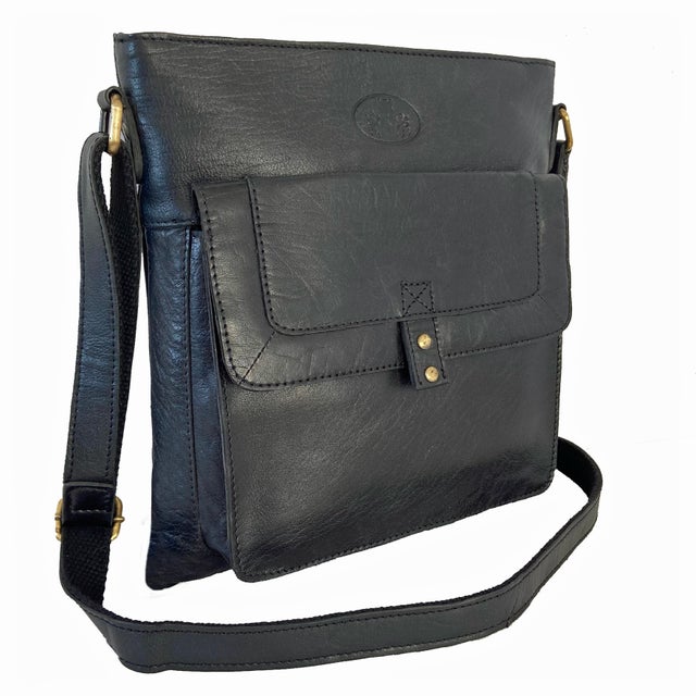 Rowallan Large Black Leather Handbag, Shoulder Bag, Cross Body Bag